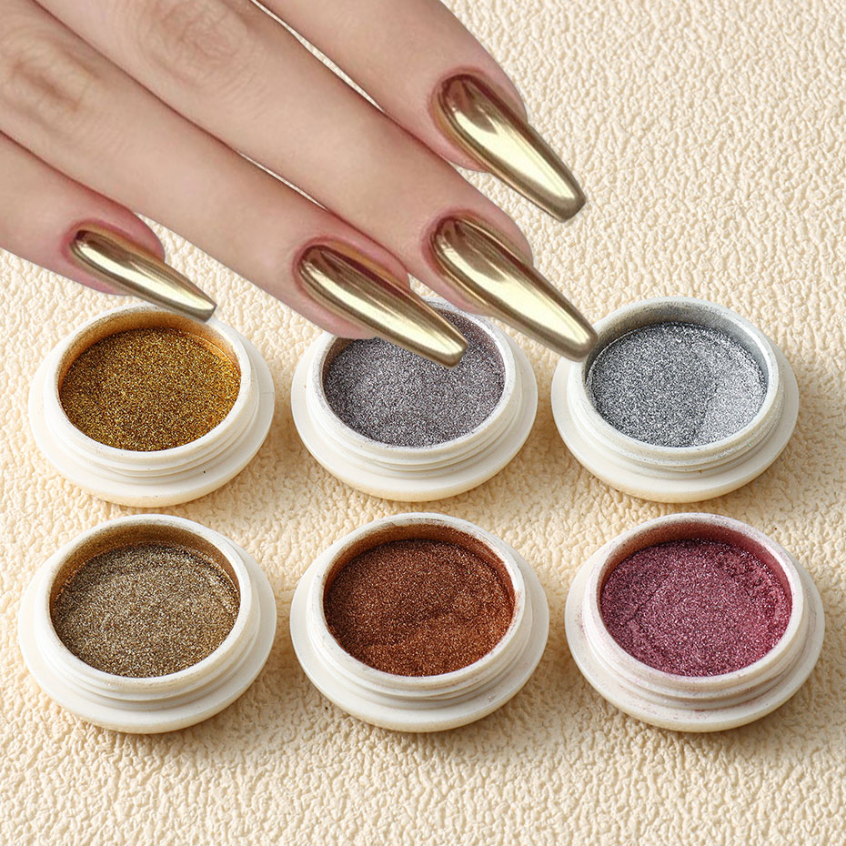Mica Powder Colorant - 6pc goud metallic spiegel glitter nail